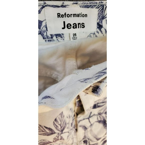 Reformation Women's Cynthia Blue Toile Denim Jeans Size 25 Button Fly High Rise - Picture 2 of 8